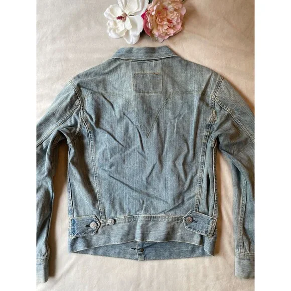 Levis Womens Mens Western Denim Jacket Size CH Light Wash Y2K Streetwear - Picture 2 of 12